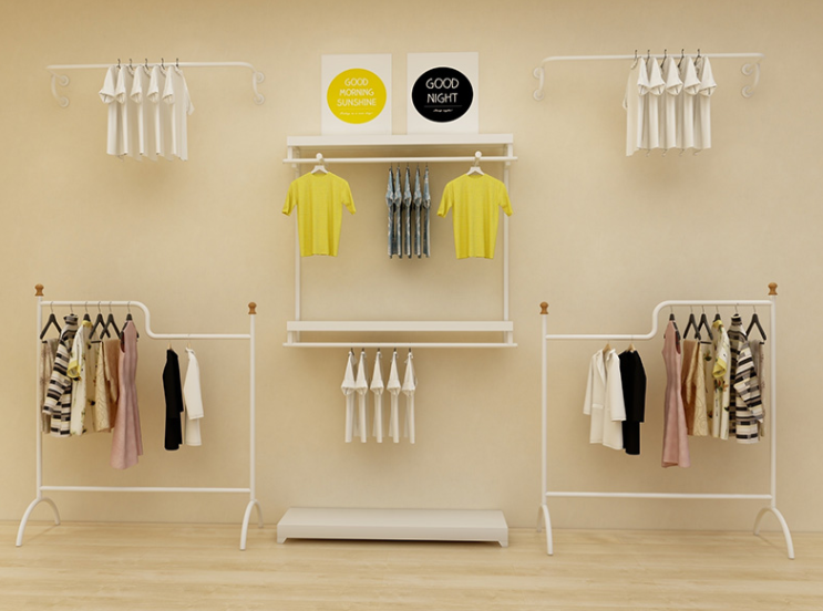 Custom Wooden Cabinet Clothing Display Showcase Interior Design Clothes Shop Fitting