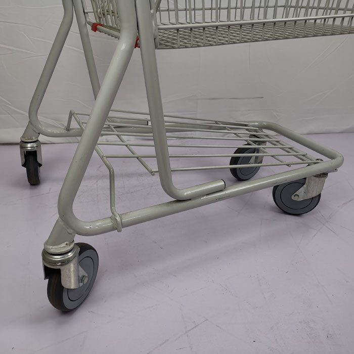 White Powder Coating 100L Boutique Supermarket Shopping Trolley With Tente TPR Wheels