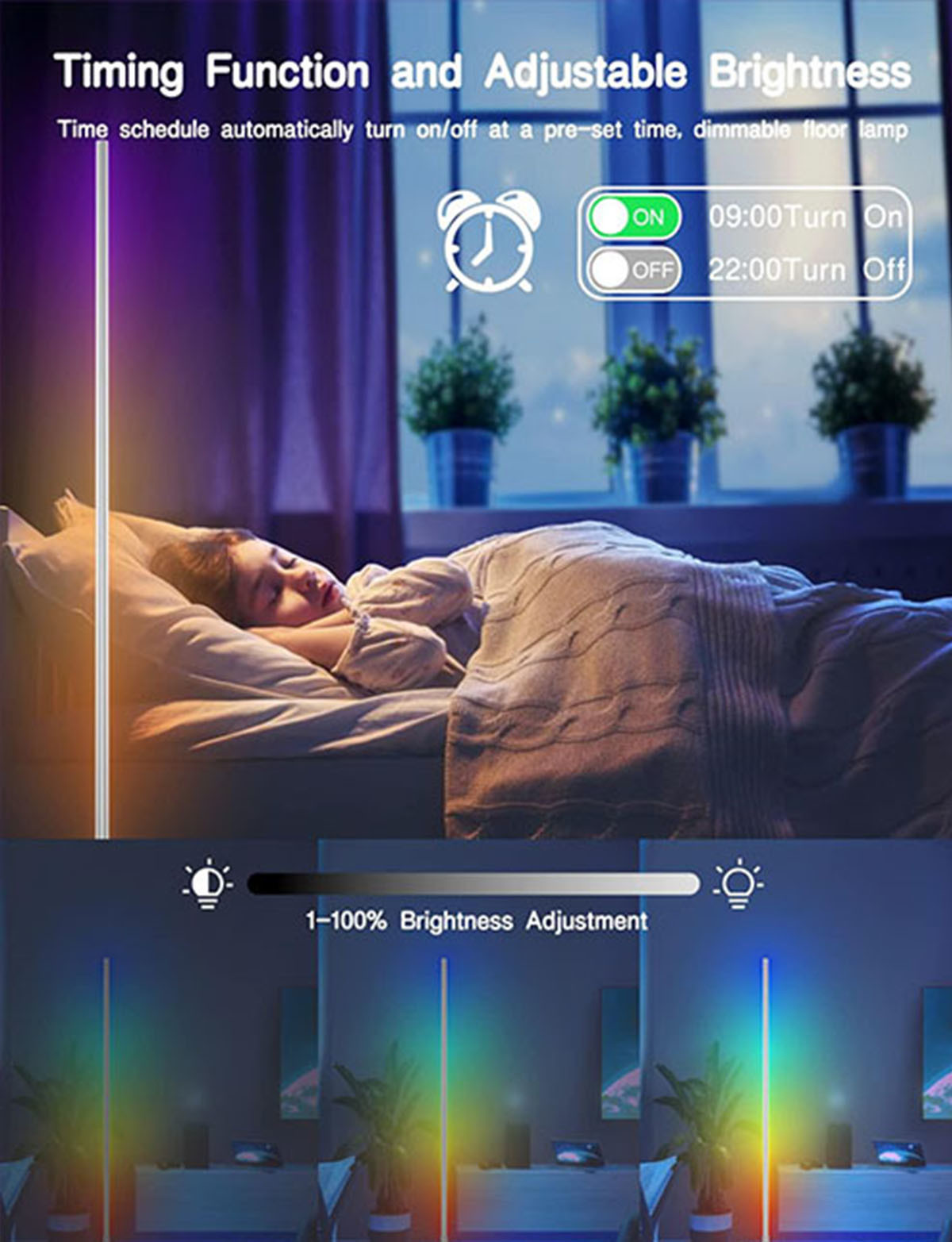 Hotel Office LED RGB Corner Lamp Aluminum Silica Gel Material