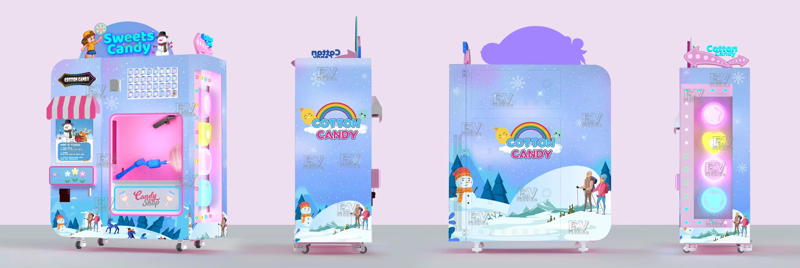 New Vending Machine 2024 Professional Intelligent Automatic Cotton Candy Vending Machine With Advertising Screen