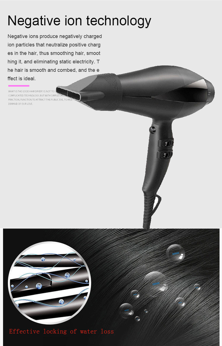 2000W Electric high-power anion hair dryer quick dry hair dryer with mute air duct professional AC hair dryer commercial