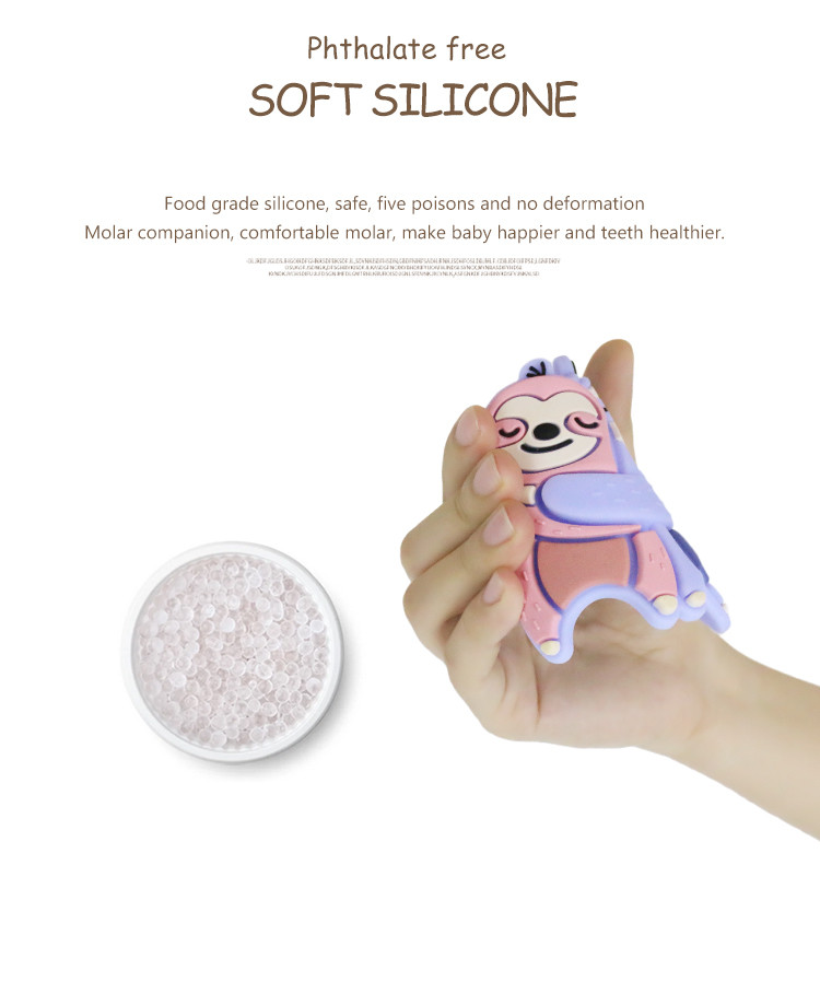 Colorful Baby Personalized Silicone Teether With Sheep Horse Dino Shape