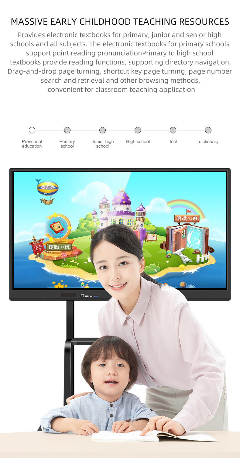 75 Inch 3840x2160 Mobile Dual System Smart Interactive Whiteboards For Schools