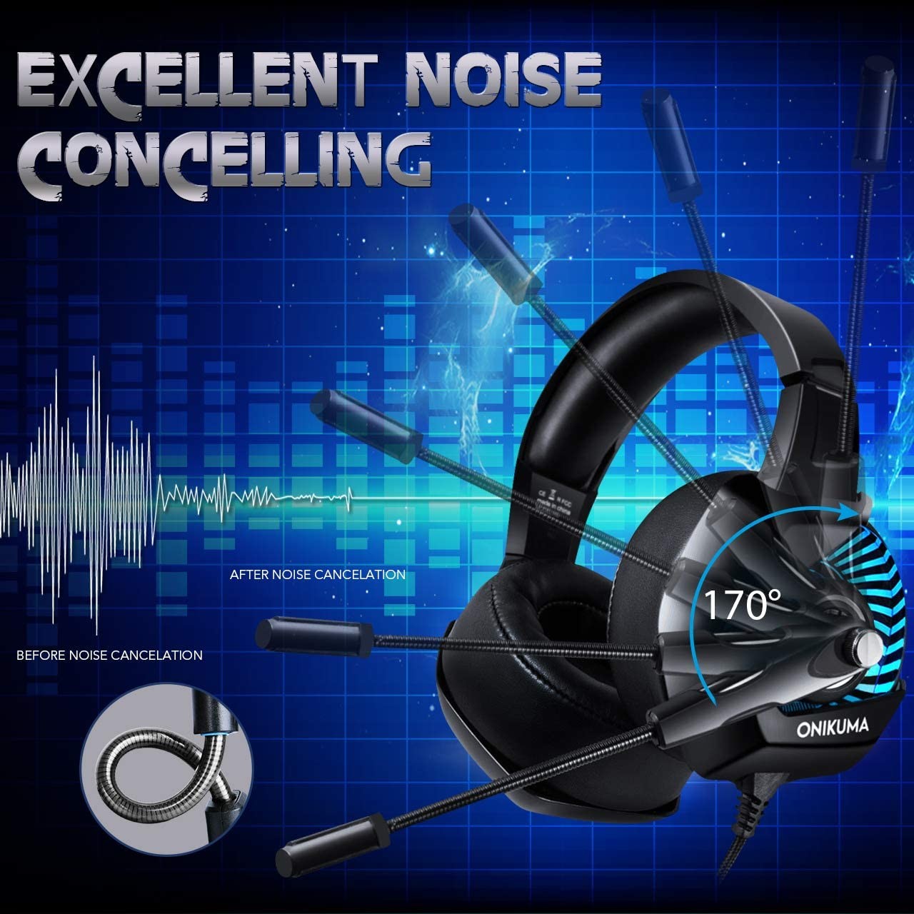 20000Hz 50mm 2.2m Onikuma K6 Gaming Headset