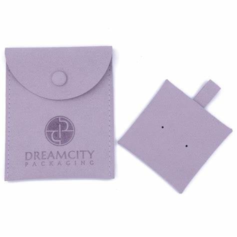 Microfiber Fabric Jewelry Pouch Earrings Necklace Packaging Foil Stamping