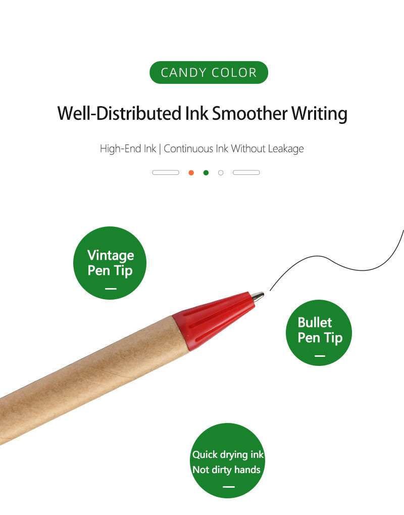 Kraft Paper Creative Ball Pen Eco Friendly Recyclable Customized Ball Point Pens