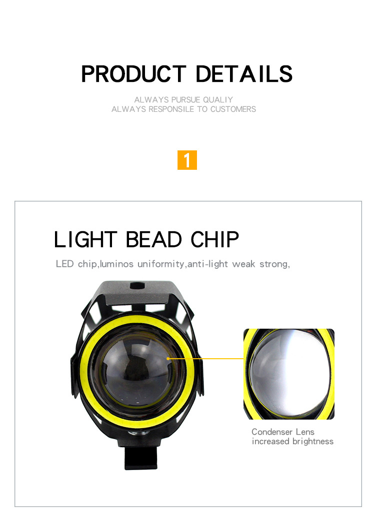 4000lm 12V Led Motorcycle Spotlights U7 Fog Driving Lamp High Low Beam