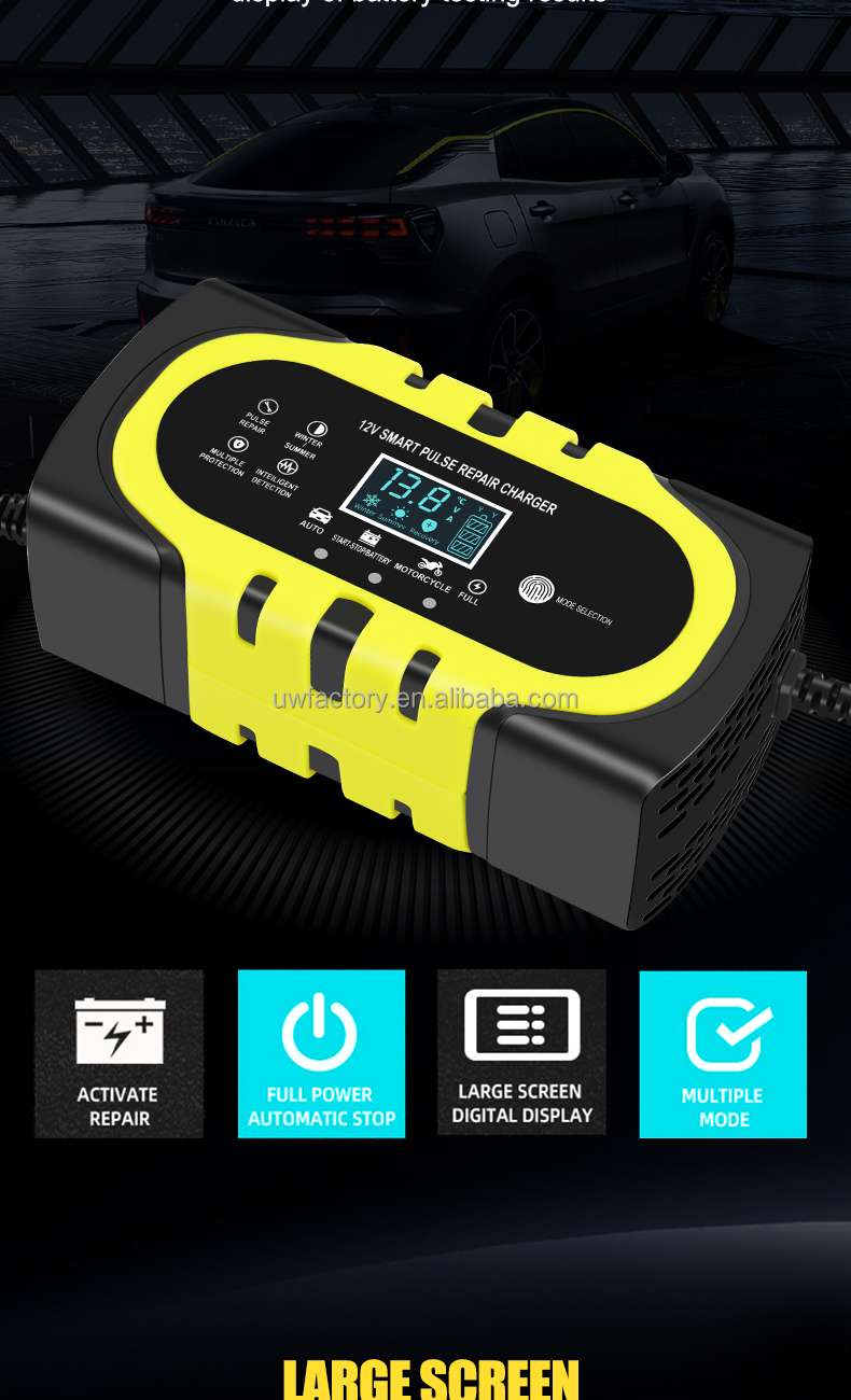 125W Output Power 12V/1.25A Motorcycle Car Battery Charger for AGM Gel Lead-Acid Battery