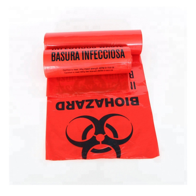 24 X 31in Plastic Red Biohazard Trash Bag Roll Nursing Home Use