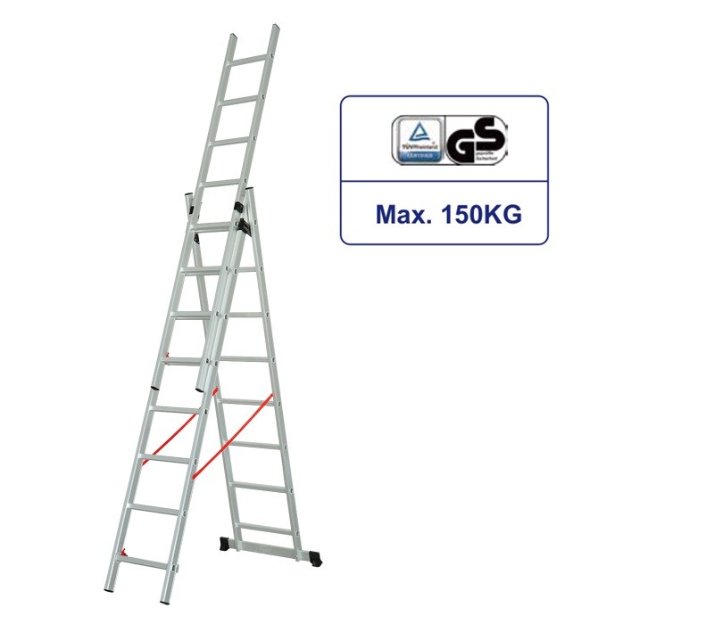 High Strength Collapsible Extension Ladder 3x8 Corrosion Resistant Long Life Span