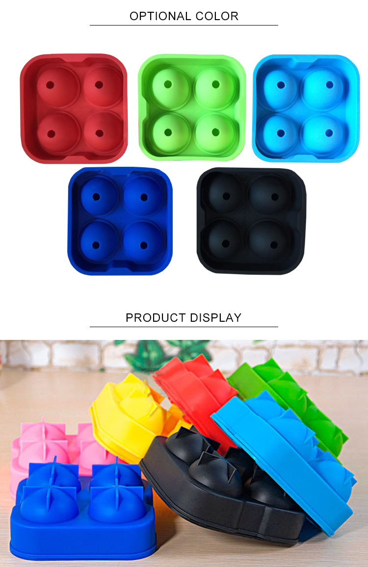 4 Cavity Non Toxic Silicone Spherical Ice Cube Maker