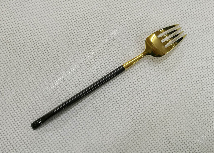Color - plated Stainless Steel Flatware Sets of 4 Pieces Black Handles Gold Heads
