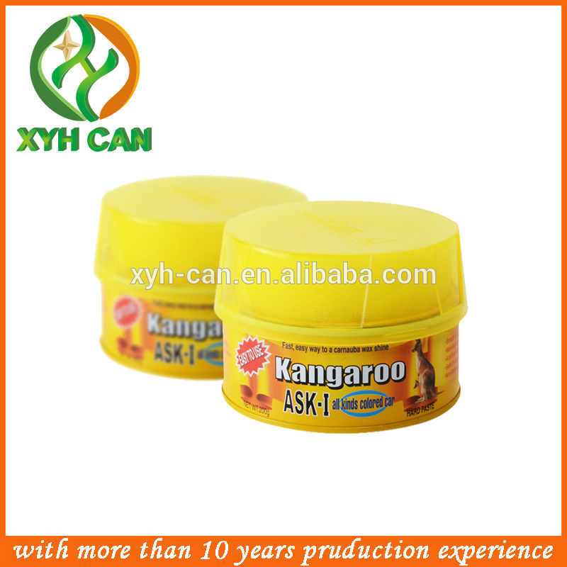 Wax Tin Can Metal 300 Gram Box With Plastic Lid Gold Printed Custom Logo