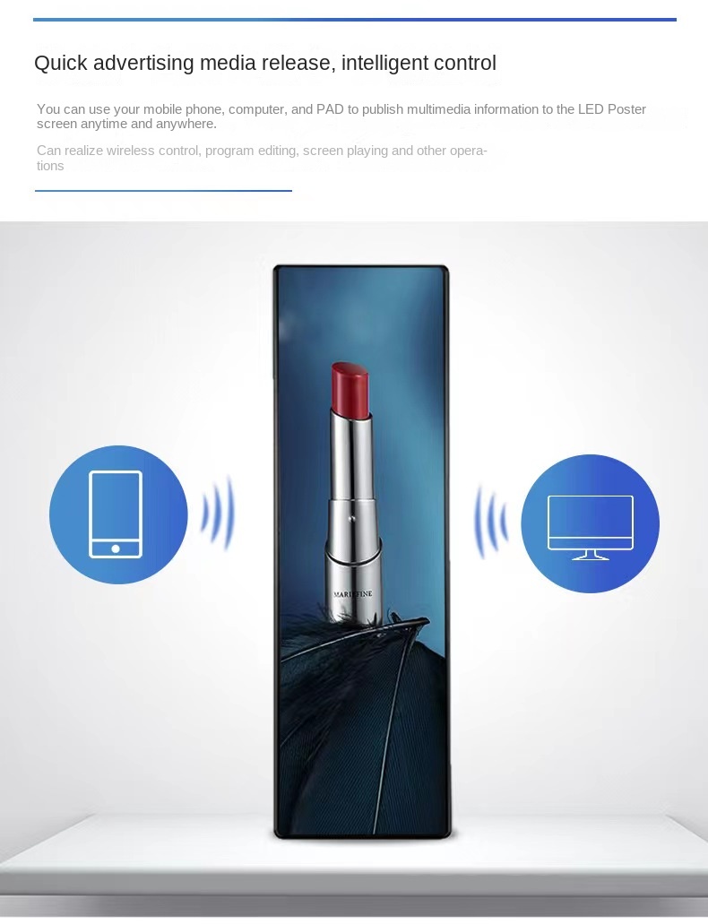 Floor Standing IP40 Mirror LED Screen P2.5 HD Video Advertising Poster Display