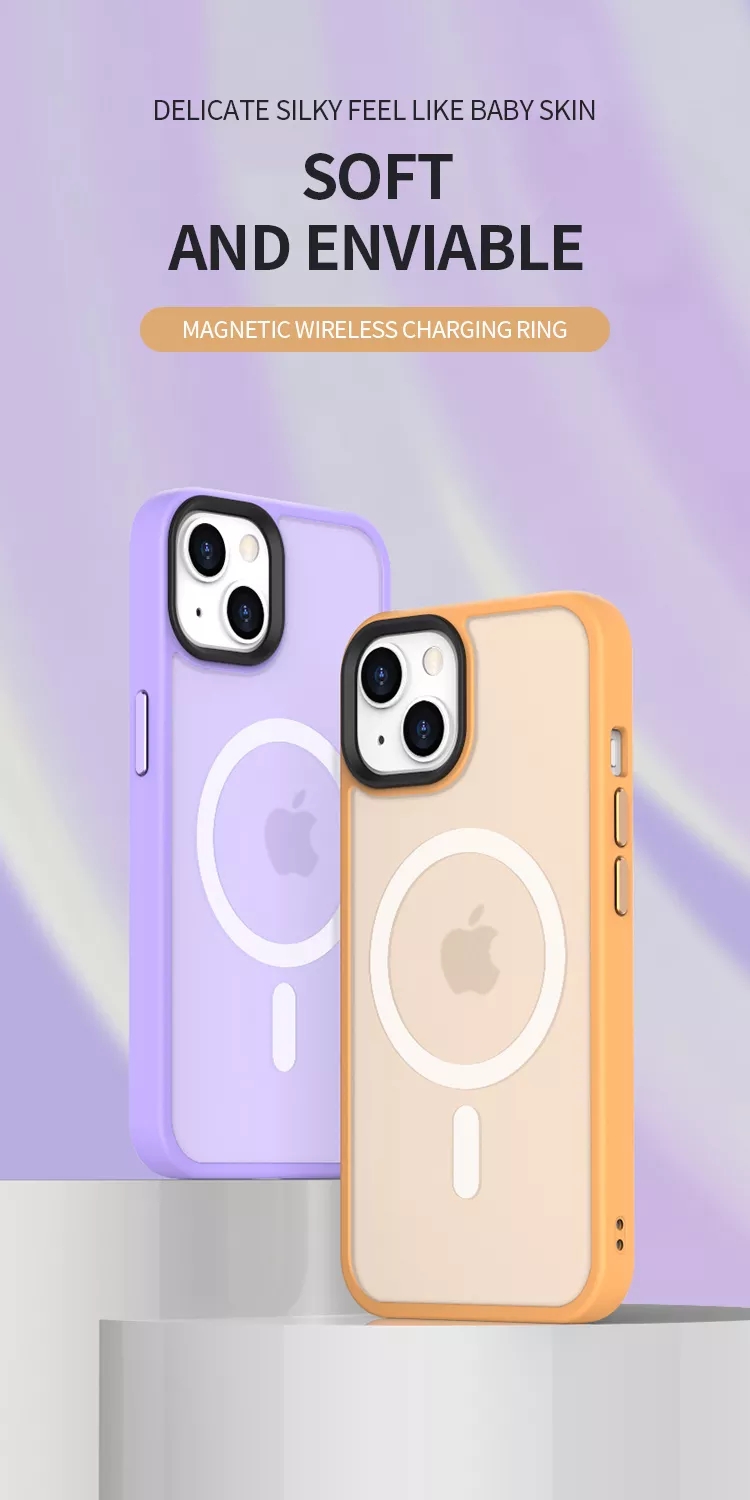Iphone 14 Case With Frosted Magnetic Ring Metal Button Dustproof Shockproof Function