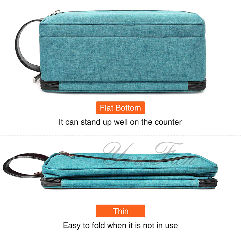Bathroom Waterproof Hanging Travel Toiletry Bag With Leather Handle
