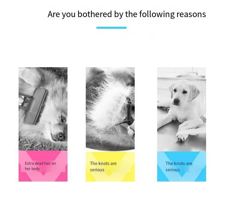 Pet 2-In-1 Detangling Grooming Comb Cat Hair Cleaner Removal Dense Toothed Dog Rake Brush