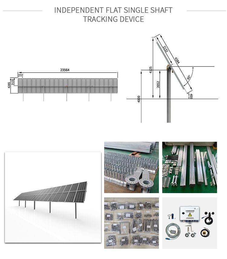 1500V One Axis Solar Tracker System Flat Single Axis Solar Tracker