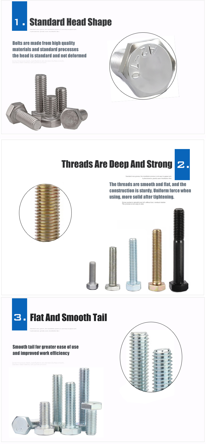 Stainless Steel 304 316 DIN931 DIN933 Hex Head Bolts with Customized Service