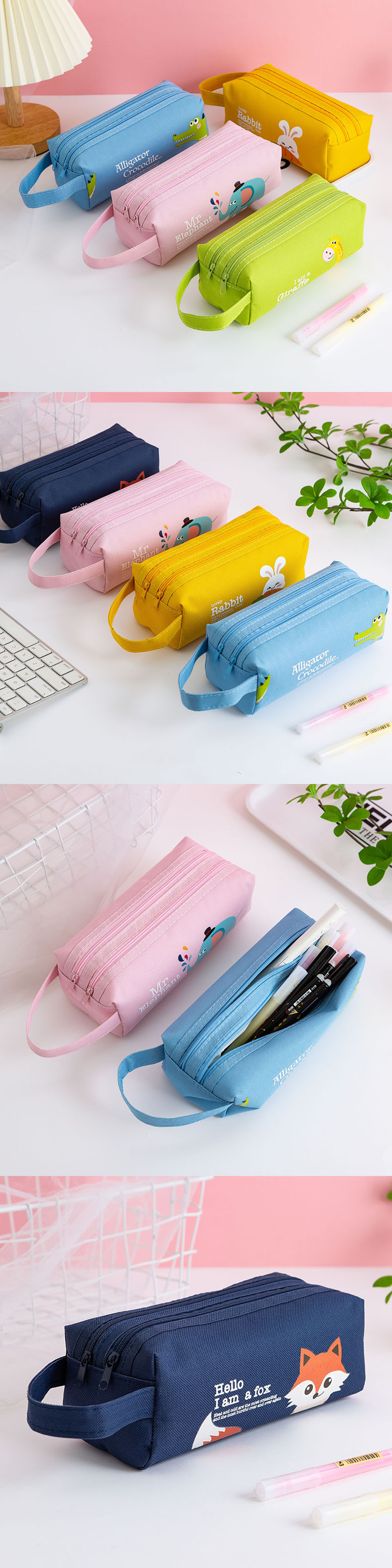 Canvas Geometric Pencil Bag Case for School Supplies Custom Print Cute Pencil Box Pouch