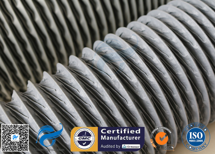 PVC Coated Fiberglass Fabric Flexible Air Duct Grey Waterproof 200MM 5M 260℃