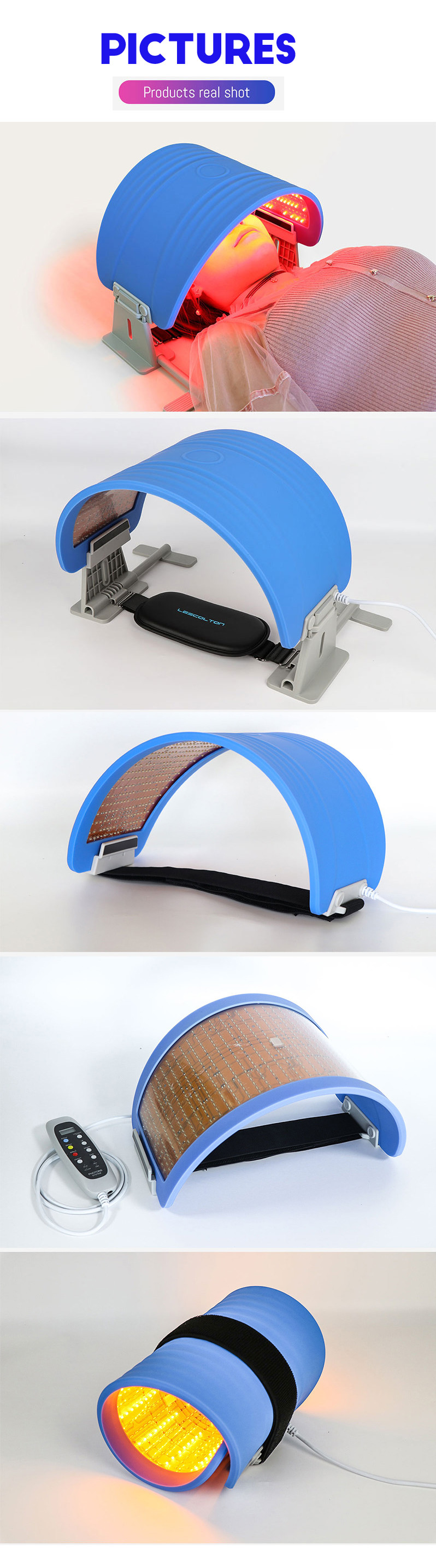 7 Colors Anti Aging Face Mask Photon Led Pdt Red Light Therapy Machine Belt For Facial Skin Care Rejuvenation