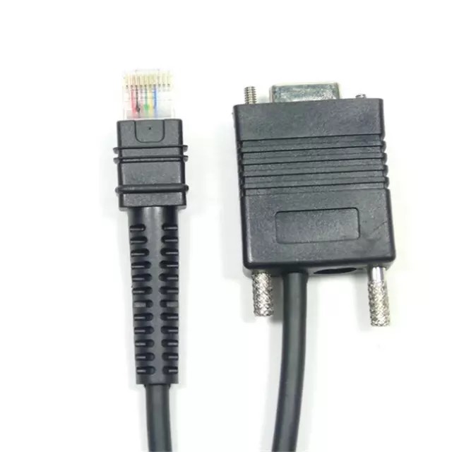Black RS232 Scanner Cable 3m Coiled With RJ45 Rj48 Rj50 Connectors