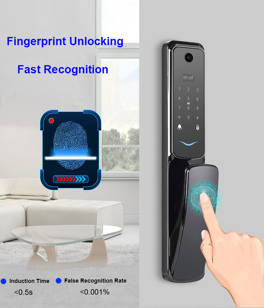 TT App Biometric Fingerprint Door Lock AA Alkaline With SS Latches