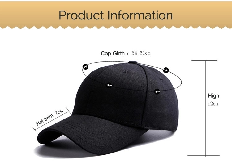 Flat Visor 57cm Six Panel Baseball Cap With Metal Buckle