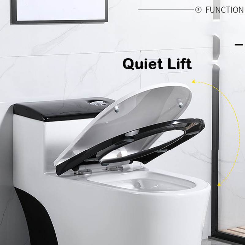 Siphon Flushing Sanitary Ware Toilet White Black Classic Style
