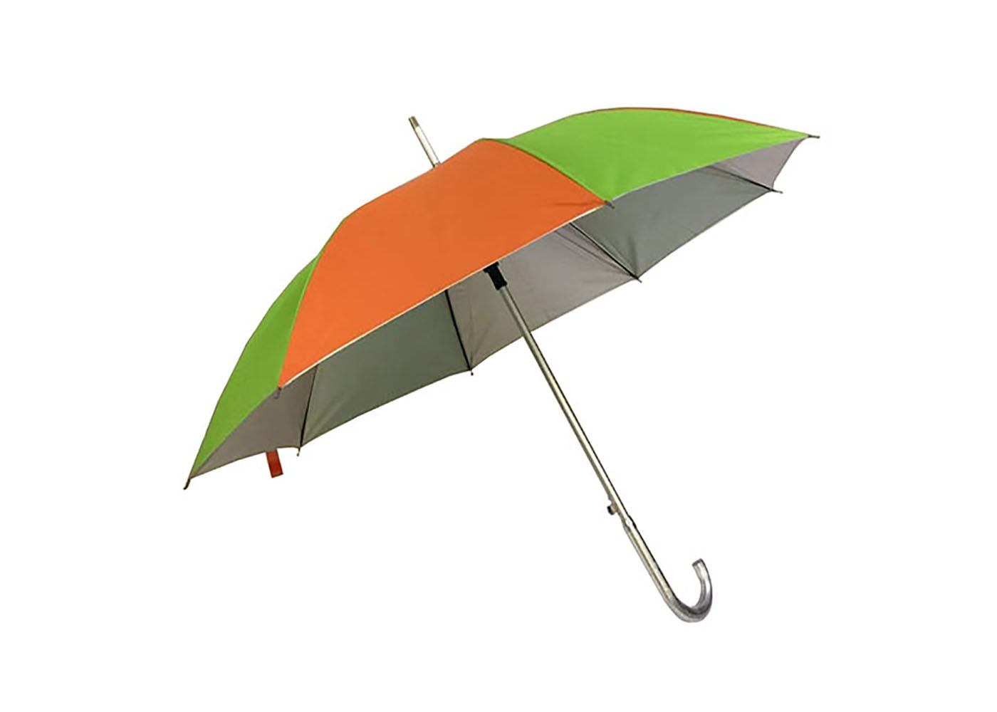 Colorful Straight Aluminum Umbrella Silver Glue Coating Auto Open J Shape Handle