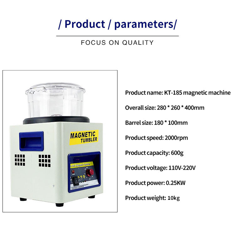 KT-185 Magnetic Tumbler Polishing Machine Jewelry Polisher Finishing 220V/110V