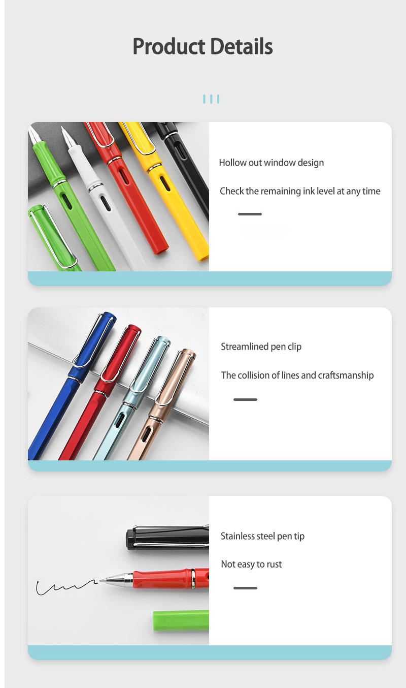 Plastic Student Exam Fountain Pen Colorful 0.5mm Business Advertising Neutral Pen