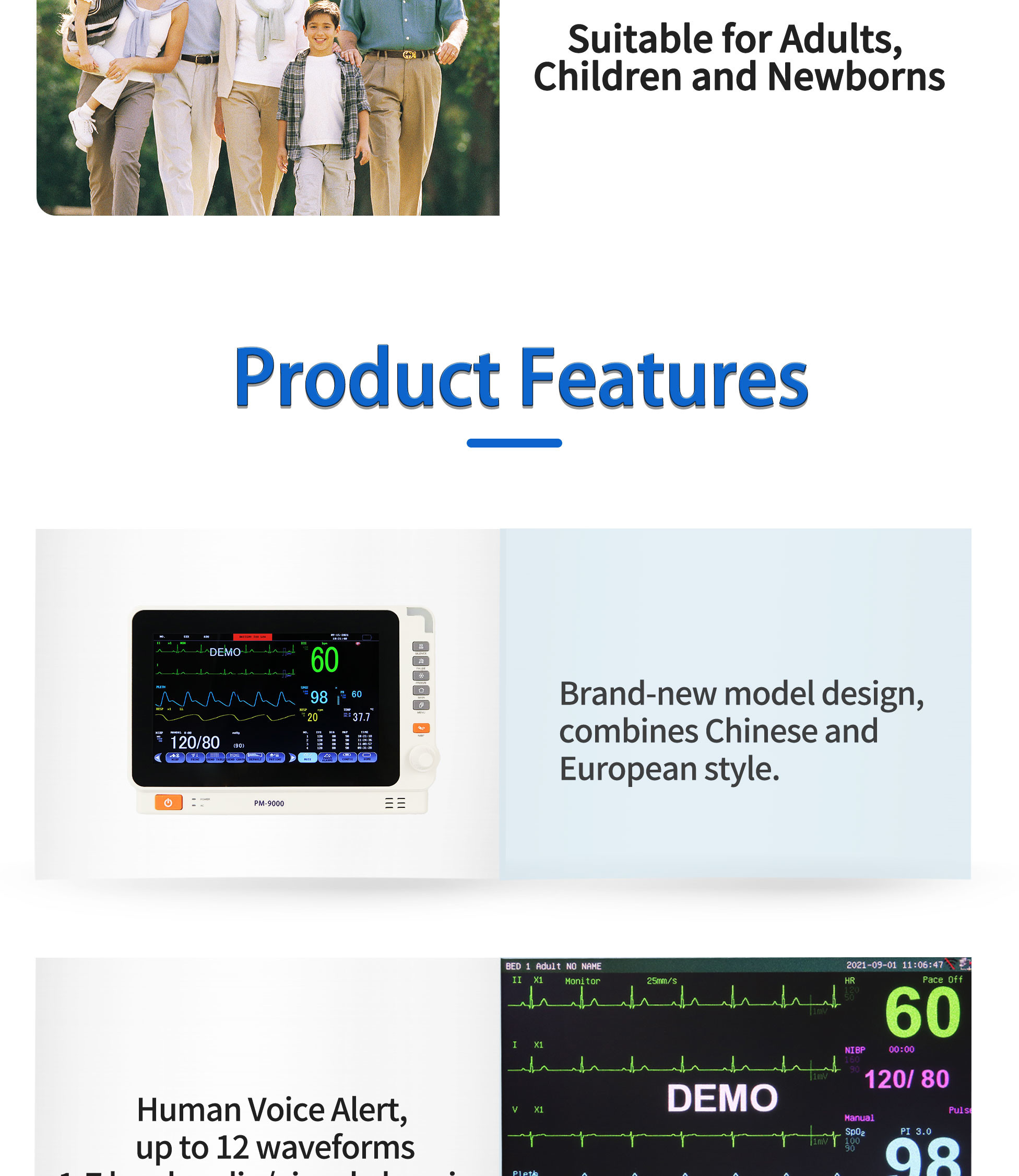 10 Inch Multi Parameter Ultrathin Monitors Rechargeable SP02 6 Parameter