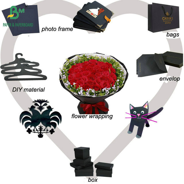 300gr 350gr Uncoating Solid Black Paper For Shopping Bag 70 x 100cm 