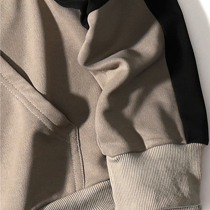 100% Cotton Cool Long Sleeve Sweatshirts Drop Shoulder Color Block Drawstring Hoodie