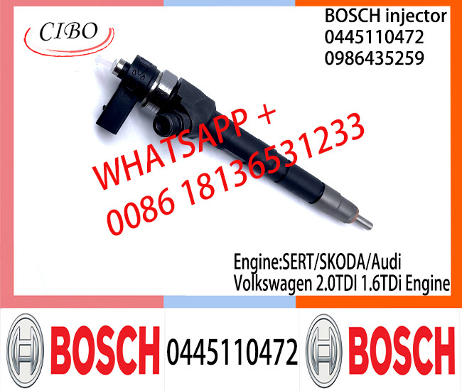 BOSCH injetor 0445110472 0986435259 ommon Rail Fuel Injector 0445110472 0986435259 For SERT/SKODA/Audi/Volkswagen 2.0TDI