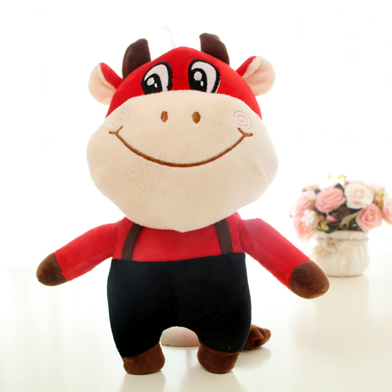 EN71 30cm Skin Friendly Company Zodiac Cow Plush Doll