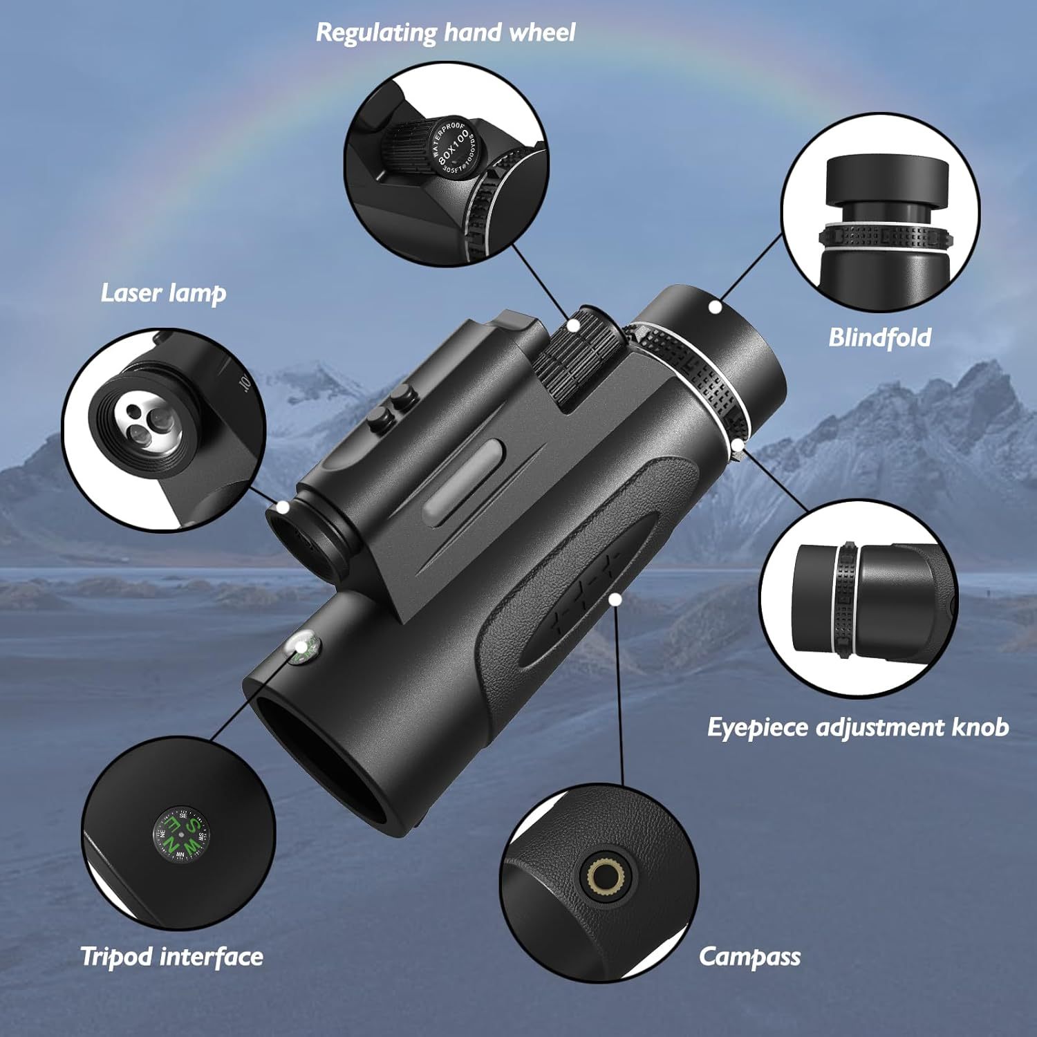 High Power Professional Telescope ful Monocular Long Range 8000m Telescope for Smartphone 100X90 Zoom HD Hunting Optics Scope for Indoor/Outdoor