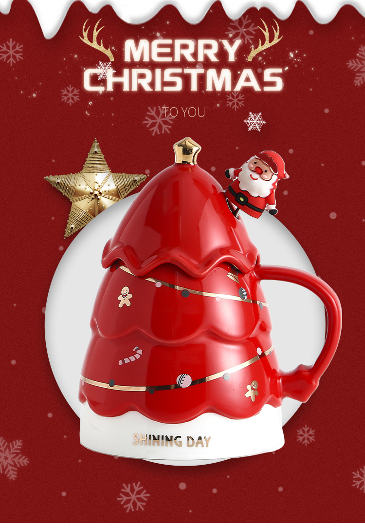 Christmas tree creative water sublimation cup ceramic mug coffee high-value couple sublimation cup