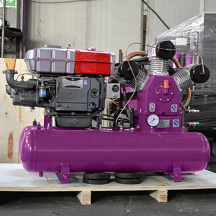 Industrial Piston Air Compressor Machine ​Belt Driven Diesel Portable Air Compressor