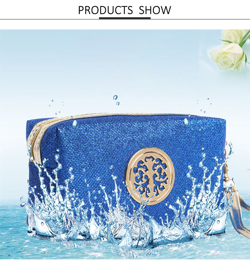 Wholesale Woman Travel Waterproof PU Cosmetic Wristlet Wash Bag