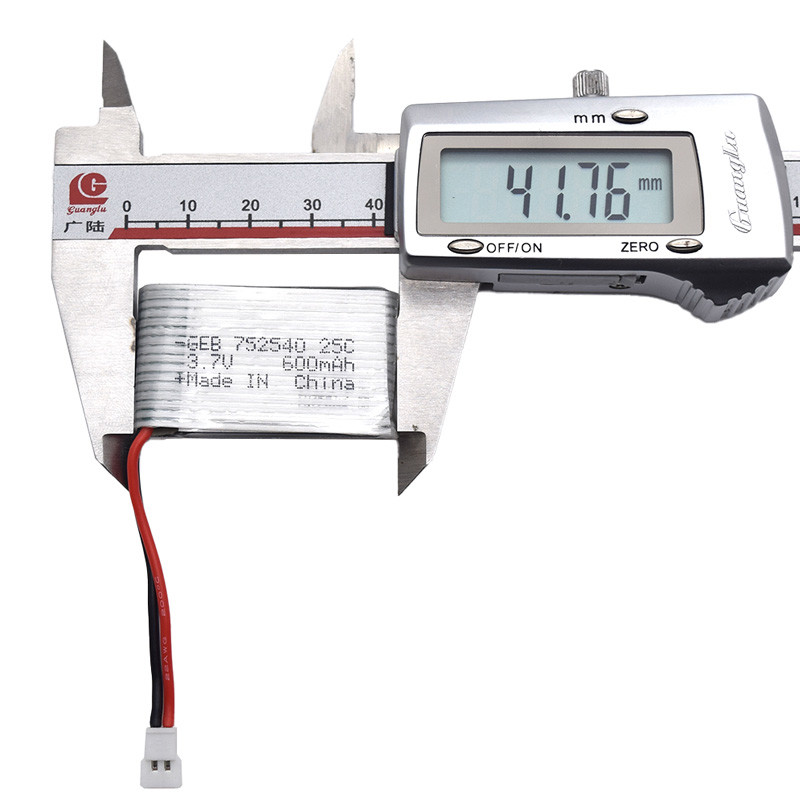 25C Lipo 3.7V Drone Battery 752540 600mAh With XH2.54 Connector