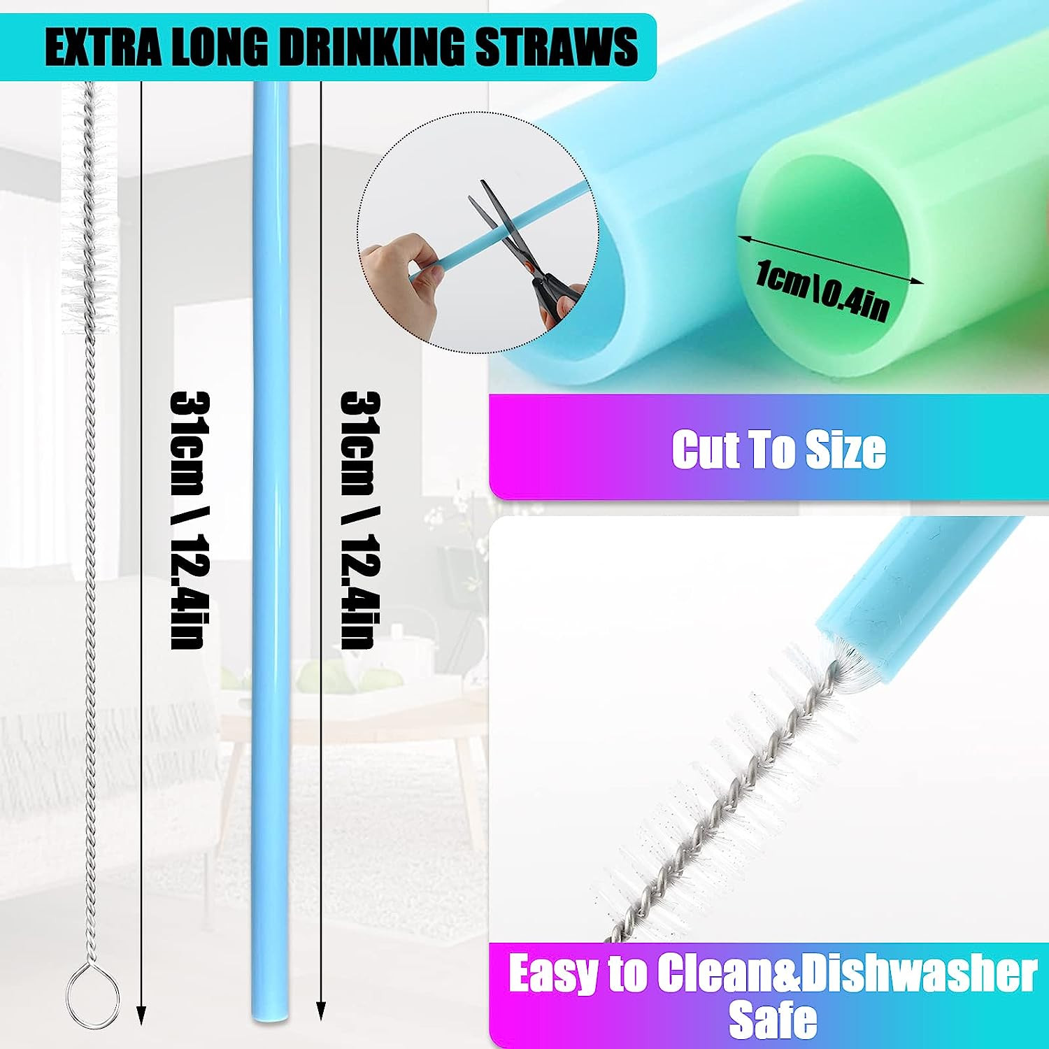 Heatproof Portable Silicone Kitchen Product Drinking Straws Nontoxic
