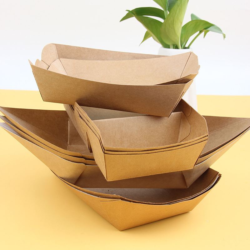 Eco-friendly Square Food Tray for Biodegradable Takeaway Sushi Sandwich Kraft Paper Box