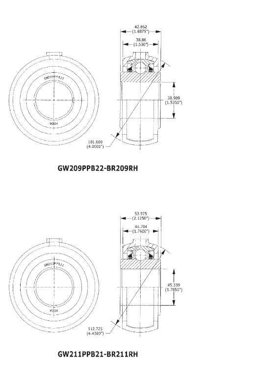 GW209PPB22-BR209RH Special Bearing Nonstandard Agricultural Machinery Bearing High Mechanical Efficiency