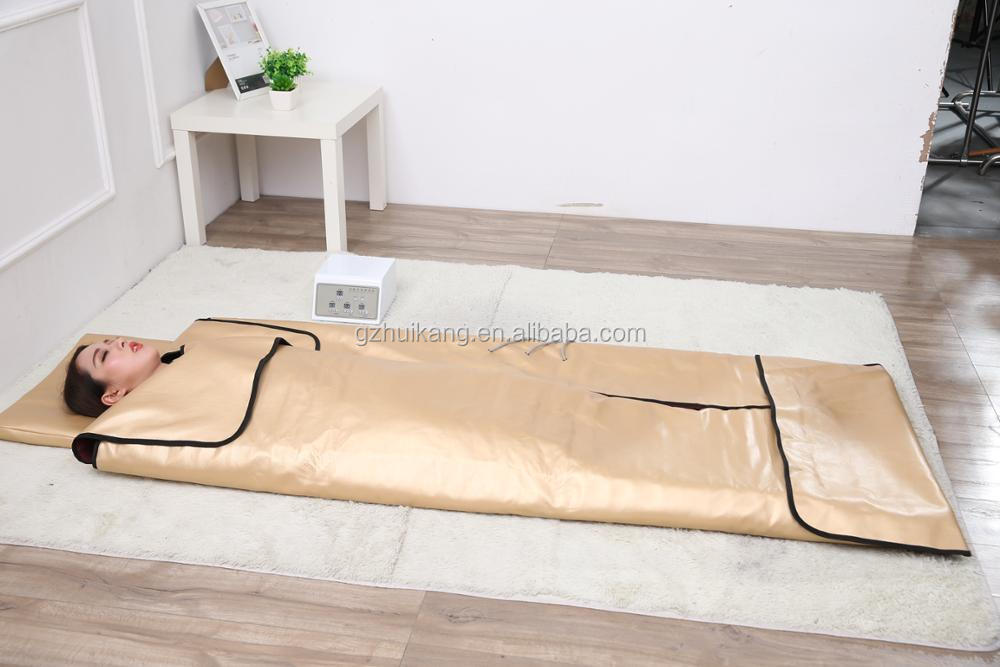 New Style Gold Far Infrared 3 Heating Zone Bian Stones Sauna Blanket With One Controller For Home