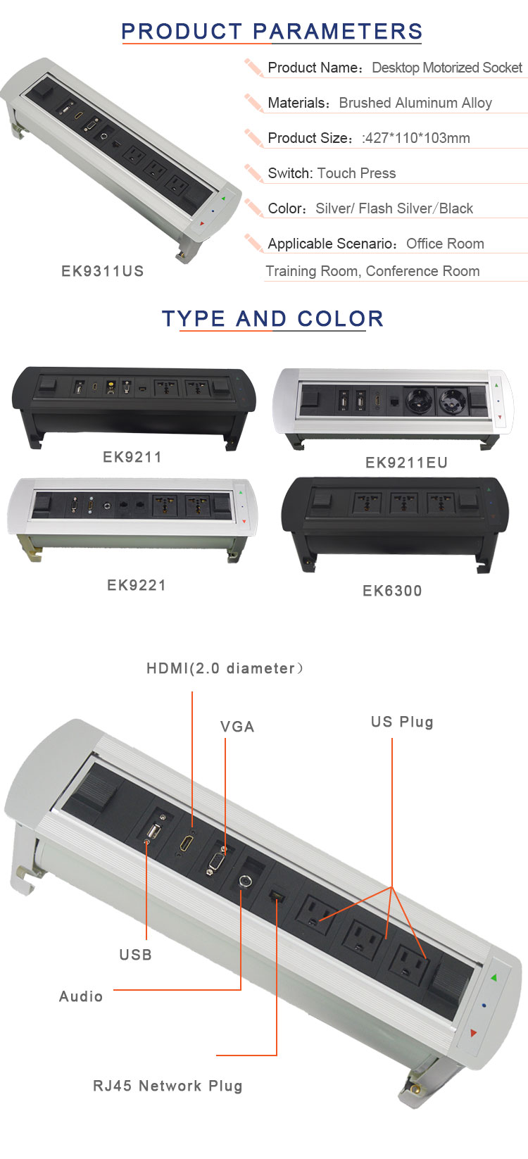 BNT hidden design desktop socket for conference room motorized desk flip up socket