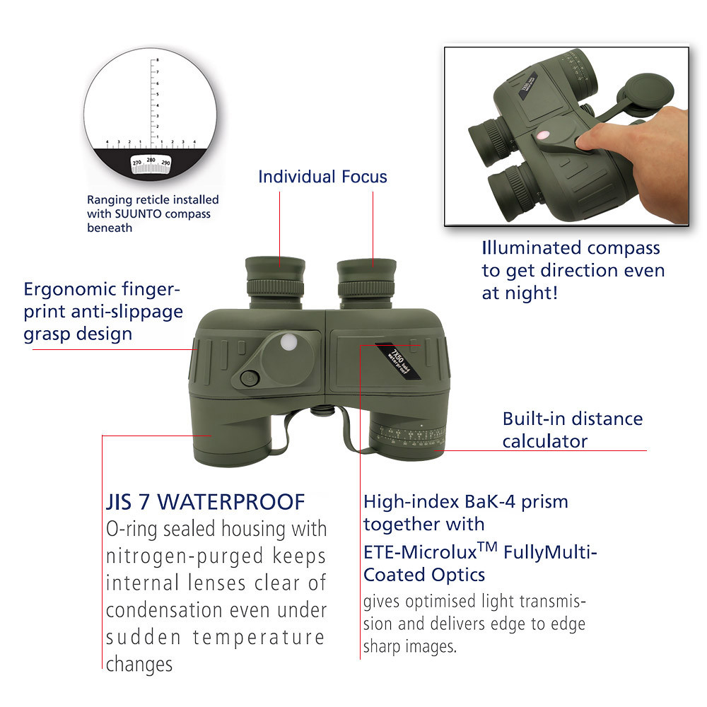 German Army ED Glass Binoculars 10x50 Wide View Waterproof For Hunting