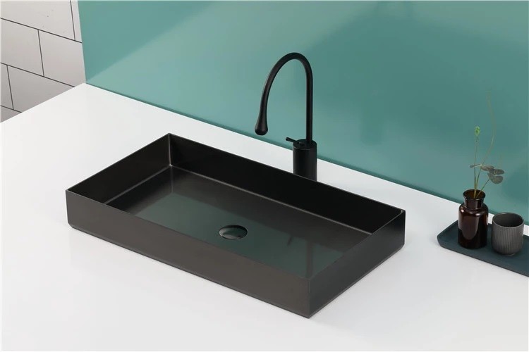 Fashion Retangular Bathroom Sinks Over Mounted Brushed Surface Treatment